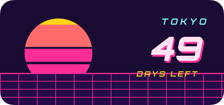 Synthwave widget counting down to Tokyo
